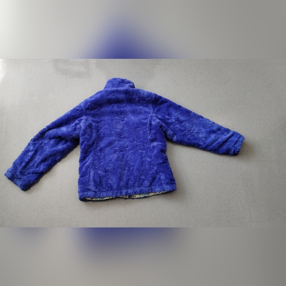 The North Face Reversible Jacket Multicolor Floral/Cobalt Blue Fleece Girls - Picture 6 of 16